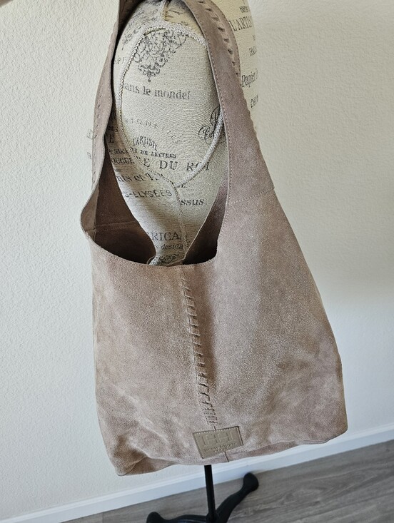 Haute Hippie Handbags - Haute Hippie Style Beige Genuine Suede Leather Slouchy Shoulder Bag Handbag​
